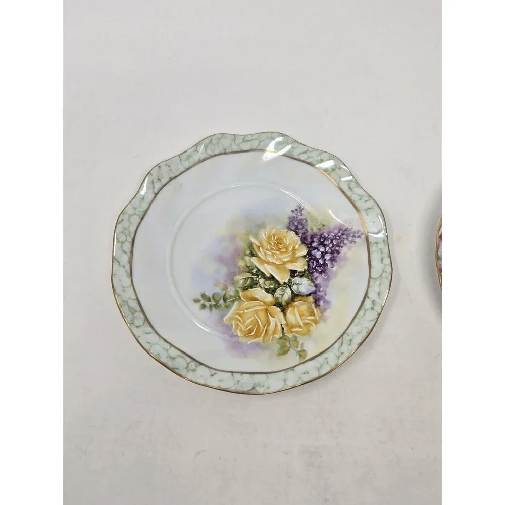 VINTAGE TEA CUP & SAUCER BUNDLE YELLOW PINK ROSES FLORAL BETTY PLATNER